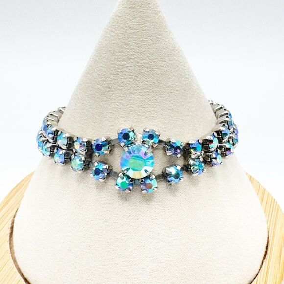 💒Elegant💒Silver AB Crystal Bracelet Vintage - Picture 1 of 9
